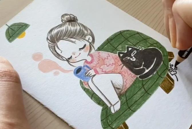 美女插畫師的Q版彩鉛畫，治愈系畫風(fēng)讓10萬人愛上手繪